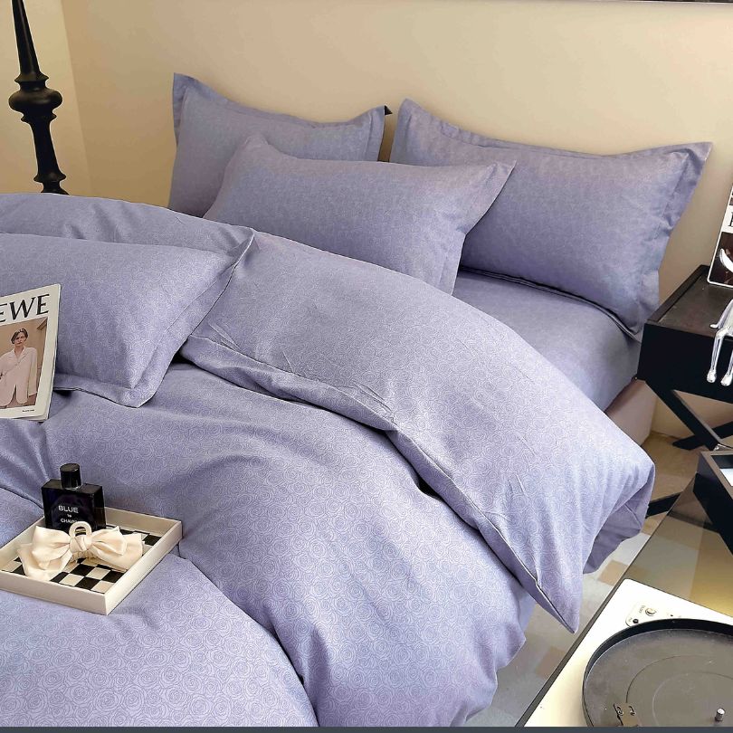 Lenjerie de Pat din Bumbac Finet cu Elastic – 6 Piese | Confort si Eleganta | COD 0122-J