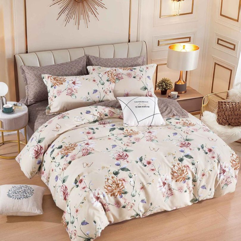 Lenjerie de Pat din Bumbac Finet cu Elastic – 6 Piese | Confort si Eleganta | COD 1095-J