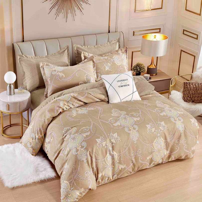 Lenjerie de Pat din Bumbac Finet cu Elastic – 6 Piese | Confort si Eleganta | COD 1314-J