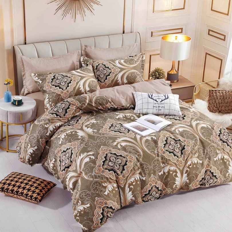 Lenjerie de Pat din Bumbac Finet cu Elastic – 6 Piese | Confort si Eleganta | COD 1326-J