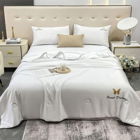 Lenjerie de Pat din Matase cu Pilota – 4 Piese: Eleganta si Rasfat în Dormitorul Tau | COD 08560S