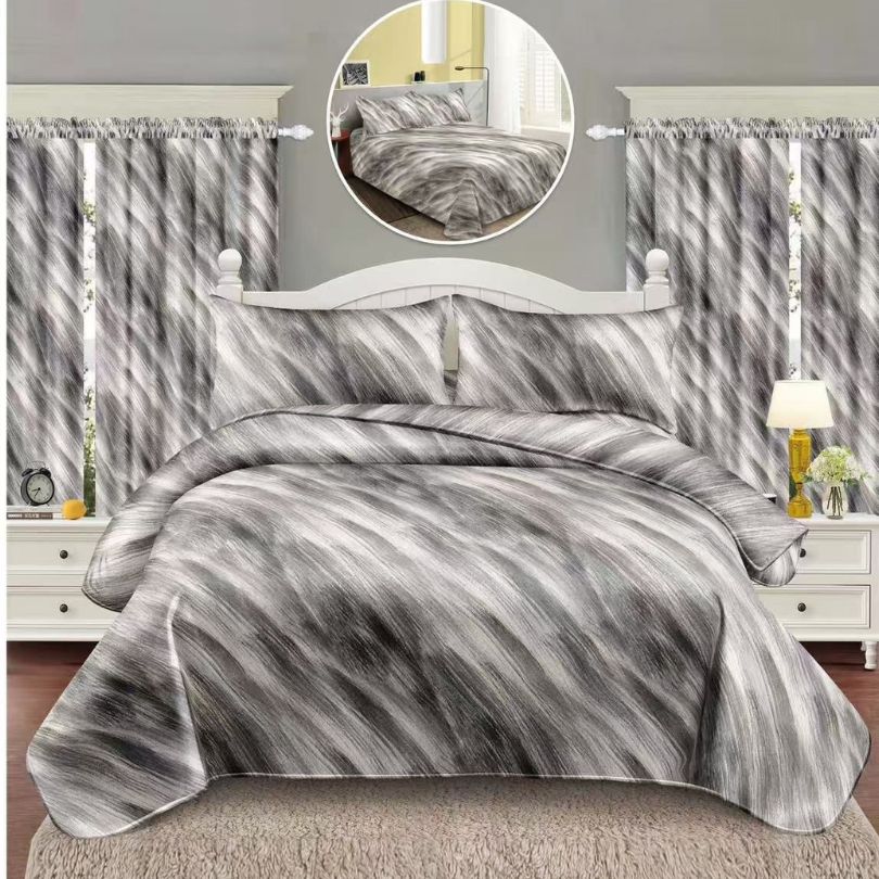 Lenjerie de pat 1 persoana, 4 piese + 2 draperii, confort complet si decor armonios | 3197-S
