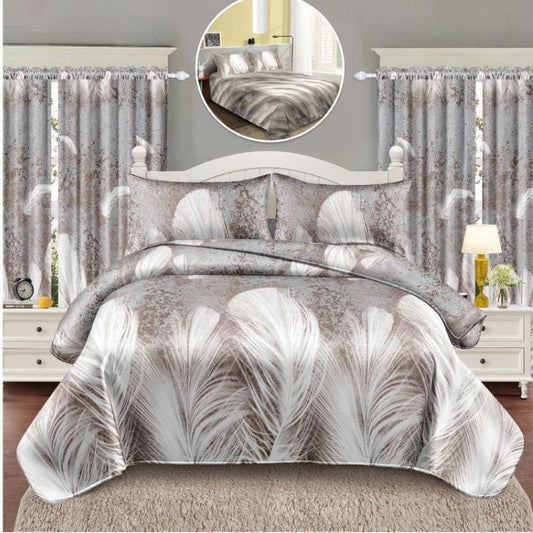 Lenjerie de pat 1 persoana, 4 piese + 2 draperii, confort complet si decor armonios | 3204-S