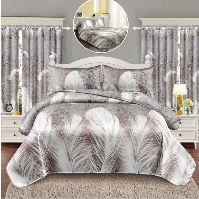 Lenjerie de pat 1 persoana, 4 piese + 2 draperii, confort complet si decor armonios | 3204-S