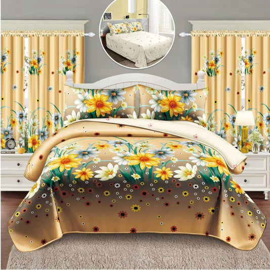 Lenjerie de pat 1 persoana, 4 piese + 2 draperii, confort complet si decor armonios | 3207-S 
