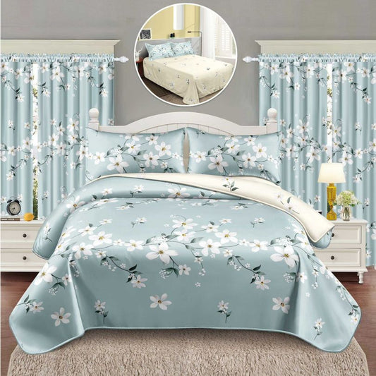 Lenjerie de pat 1 persoana, 4 piese + 2 draperii, confort complet si decor armonios | 3208-S