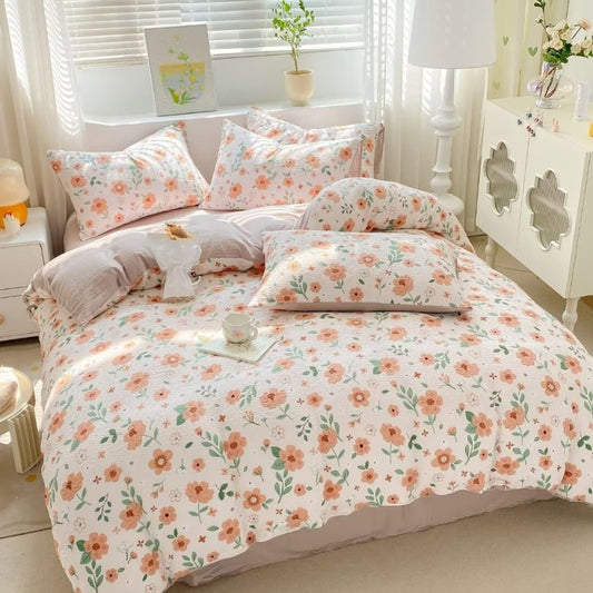 Lenjerie de pat 1 persoana, Finet Creponat, cu elastic, 4 piese, 100% bumbac | 0381-PV