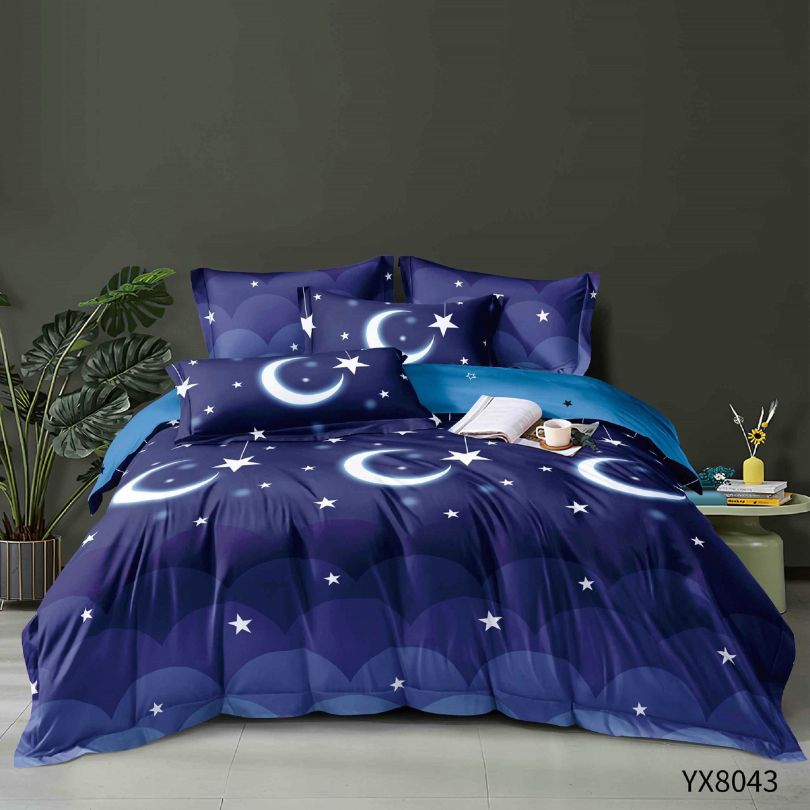 Lenjerie de pat 1 persoana, Finet, fara elastic, 4 piese, 100% bumbac | 0436-PV