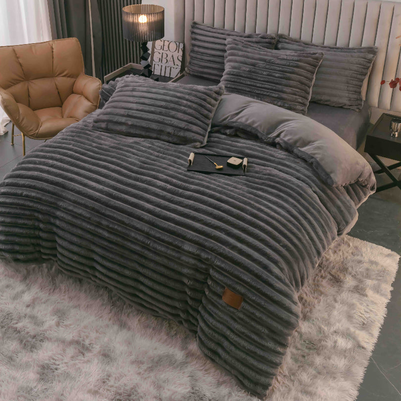 Lenjerie de pat Cocolino - 4 piese | Moale, calduroasa si perfecta pentru sezonul rece | COD 0801-J