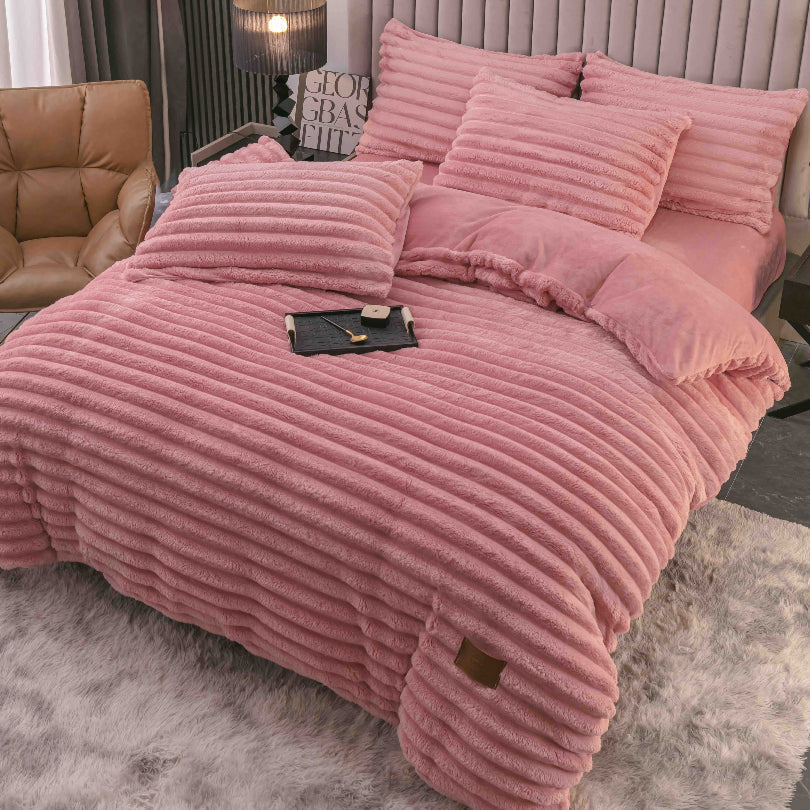 Lenjerie de pat Cocolino - 4 piese | Moale, calduroasa si perfecta pentru sezonul rece | COD 0804-J