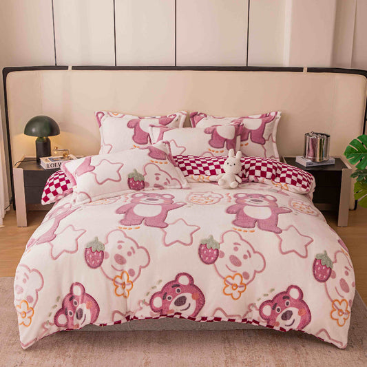 Lenjerie de pat Cocolino cu elastic - 4 piese | Confort și caldura pentru un somn odihnitor | COD 0746-J