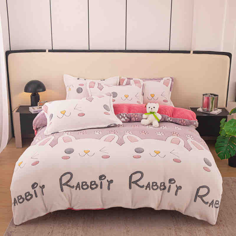 Lenjerie de pat Cocolino cu elastic - 4 piese | Confort și caldura pentru un somn odihnitor | COD 0749-J