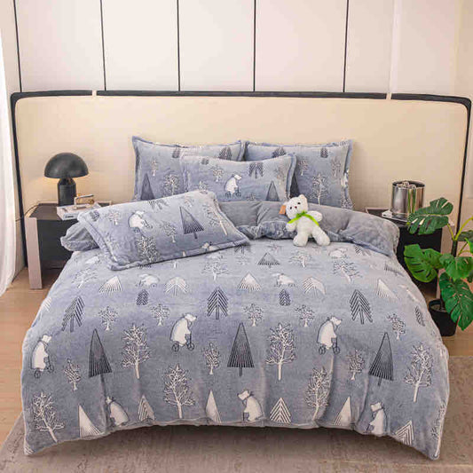 Lenjerie de pat Cocolino cu elastic - 4 piese | Confort și caldura pentru un somn odihnitor | COD 0750-J