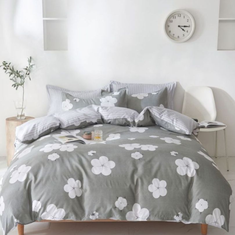 Lenjerie de pat bumbac satinat, 4 piese, ultra fina si eleganta, confort natural | 2764-S