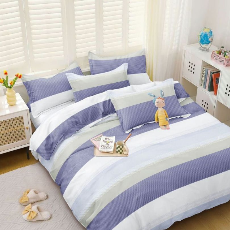 Lenjerie de pat bumbac satinat, 4 piese, ultra fina si eleganta, confort natural | 2768-S 