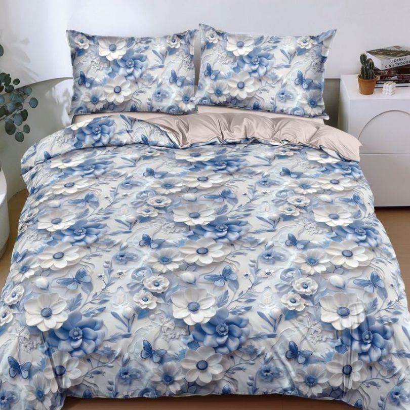 Lenjerie de pat bumbac satinat, 4 piese, ultra fina si eleganta, confort natural | 2771-S