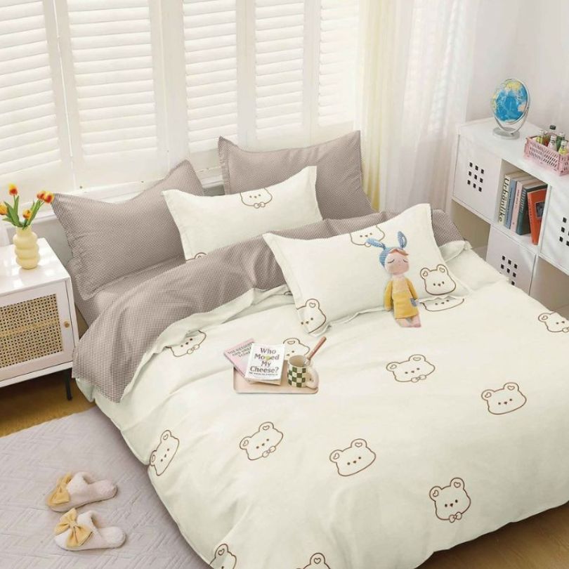 Lenjerie de pat bumbac satinat, 4 piese, ultra fina si eleganta, confort natural | 2773-S