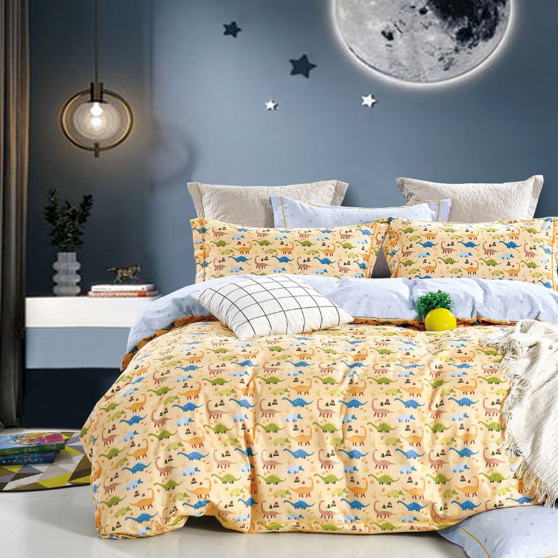 Lenjerie de pat copii, 1 persoana, Bumbac 100% Percal, cu 2 fete, 4 piese, cu elastic | 406-PV