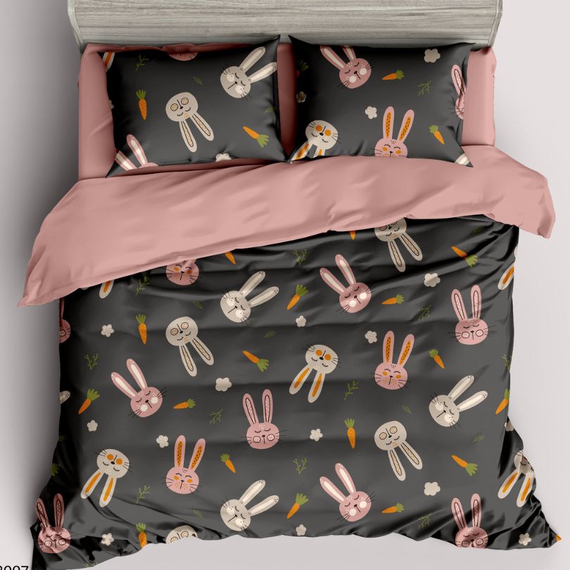 Lenjerie de pat copii, 1 persoana, Bumbac 100% Percal, cu 2 fete, 4 piese, cu elastic | 410-PV