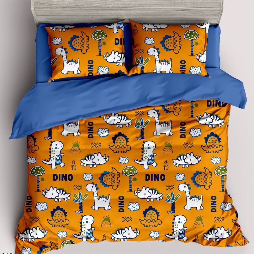 Lenjerie de pat copii, 1 persoana, Bumbac 100% Percal, cu 2 fete, 4 piese, cu elastic | 416-PV