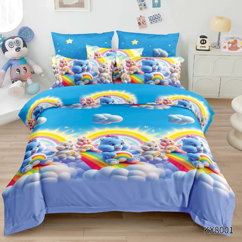 Lenjerie de pat copii, 1 persoana, Finet, fara elastic, 4 piese, 100% bumbac | 0423-PV