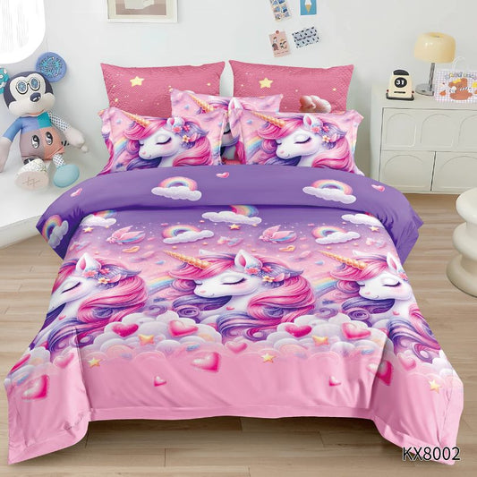 Lenjerie de pat copii, 1 persoana, Finet, fara elastic, 4 piese, 100% bumbac | 0424-PV