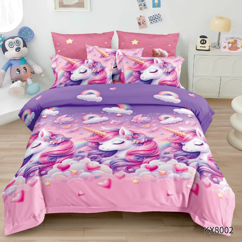 Lenjerie de pat copii, 1 persoana, Finet, fara elastic, 4 piese, 100% bumbac | 0424-PV