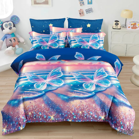 Lenjerie de pat copii, 1 persoana, Finet, fara elastic, 4 piese, 100% bumbac | 0428-PV