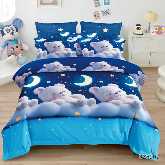 Lenjerie de pat copii, 1 persoana, Finet, fara elastic, 4 piese, 100% bumbac | 0429-PV