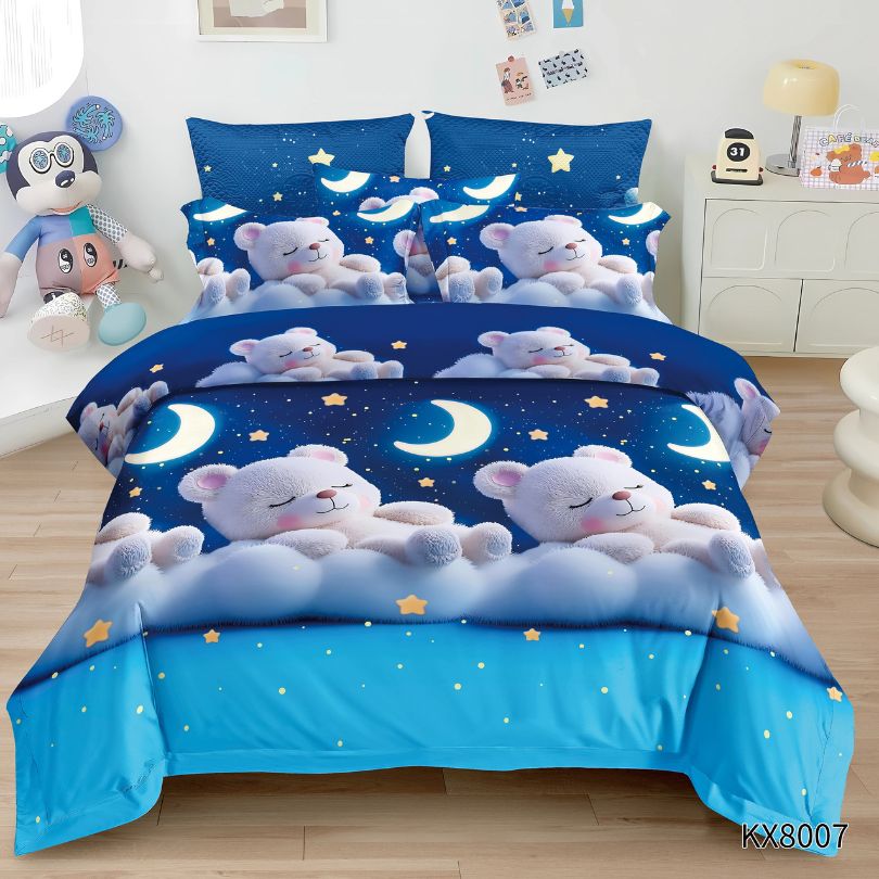 Lenjerie de pat copii, 1 persoana, Finet, fara elastic, 4 piese, 100% bumbac | 0429-PV