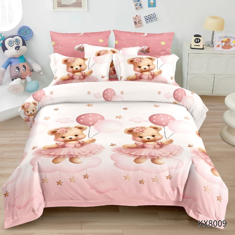 Lenjerie de pat copii, 1 persoana, Finet, fara elastic, 4 piese, 100% bumbac | 0430-PV