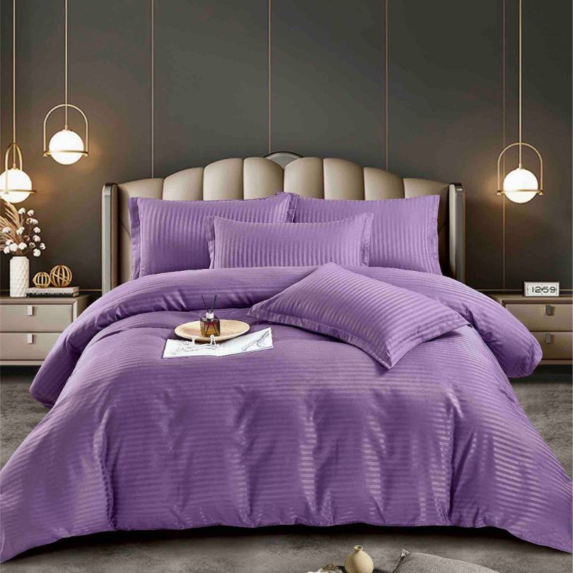 Lenjerie de pat damasc, 4 piese, o persoana, eleganta si confort premium | 2467-J 