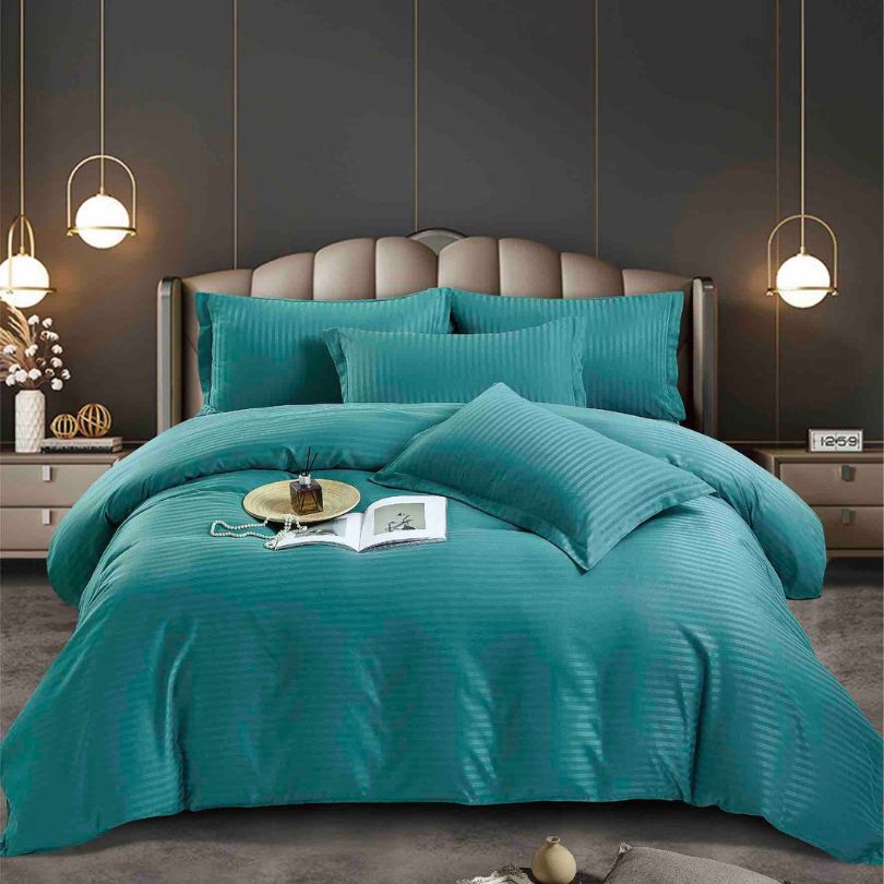 Lenjerie de pat damasc, 4 piese, o persoana, eleganta si confort premium | 2470-J 