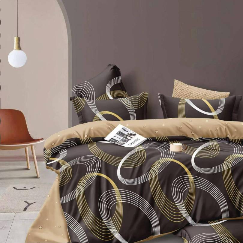 Lenjerie de pat din bumbac finet 6 piese – Model modern si culori vibrante | COD 0010 - CF