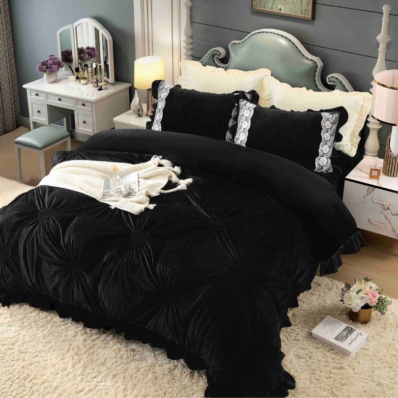  Lenjerie de pat din catifea, 4 piese, ultra fina si eleganta, confort premium |  2420-J