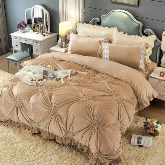 Lenjerie de pat din catifea, 4 piese, ultra fina si eleganta, confort premium |  2423-J