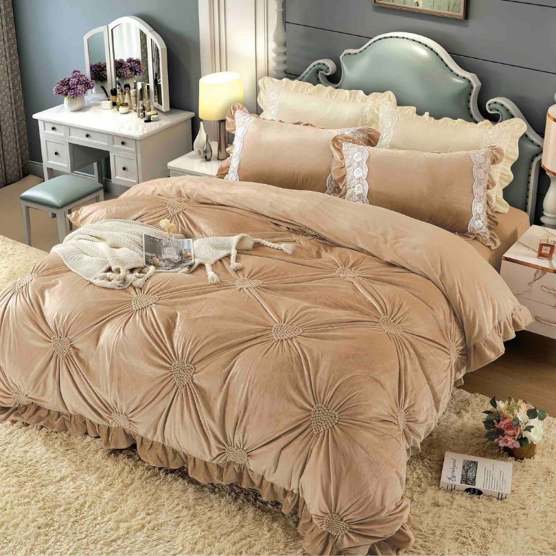 Lenjerie de pat din catifea, 4 piese, ultra fina si eleganta, confort premium |  2423-J