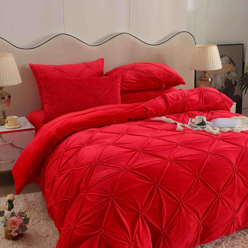 Lenjerie de pat din catifea, 4 piese, ultra fina si eleganta, confort premium |  2432-J 