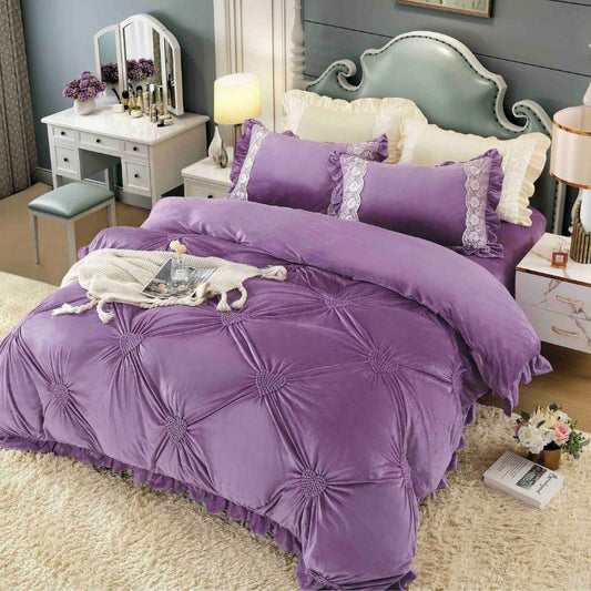 Lenjerie de pat din catifea, 4 piese, ultra fina si eleganta, confort premium |  2434-J