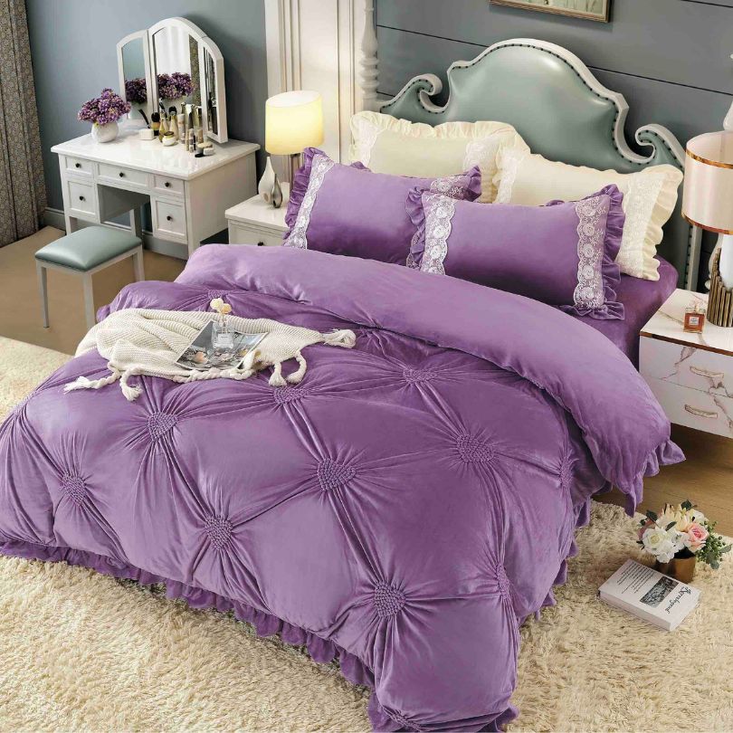 Lenjerie de pat din catifea, 4 piese, ultra fina si eleganta, confort premium |  2434-J