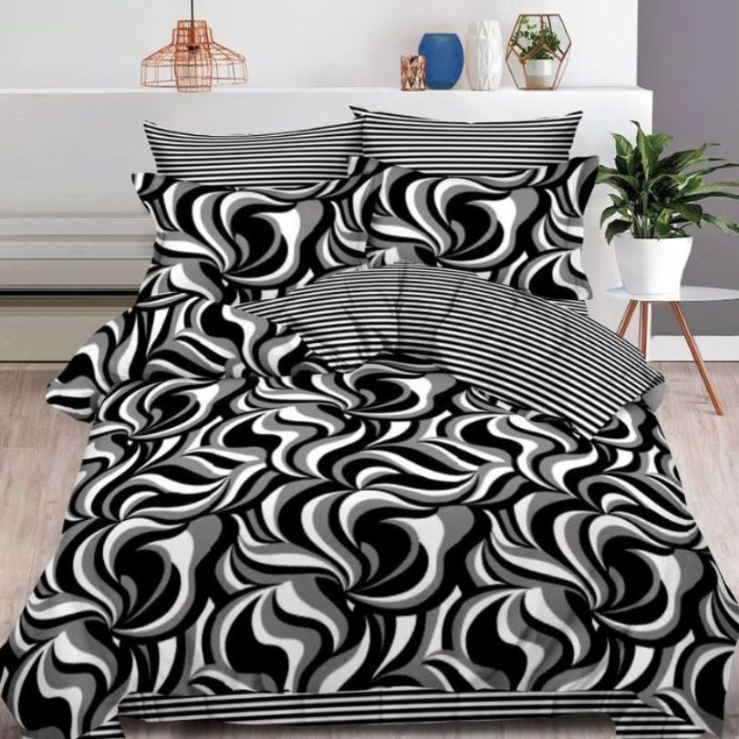 Lenjerie de pat din finet, 6 piese, ultra moale, calduroasa si colorata | 2966-S