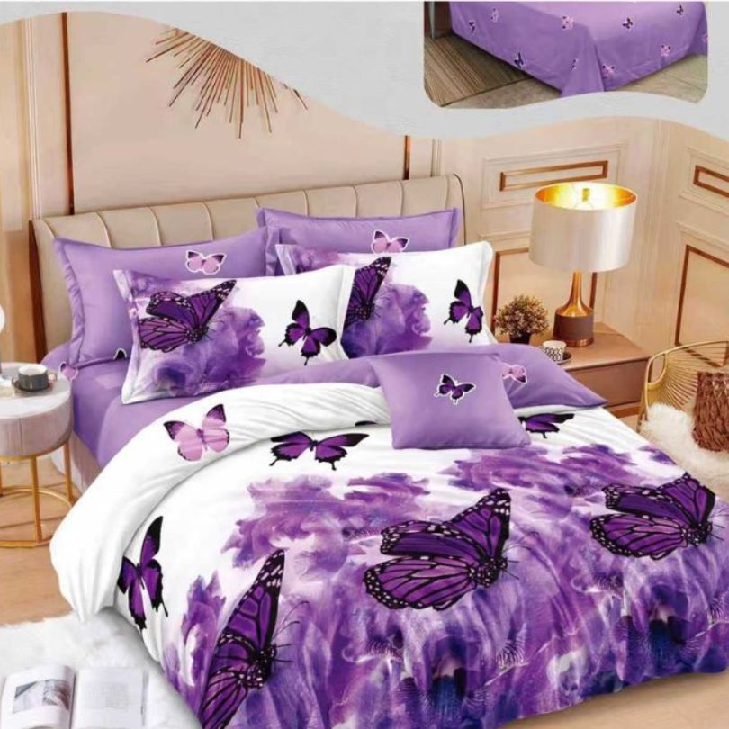 Lenjerie de pat din finet, 6 piese, ultra moale, calduroasa si colorata | 2992-S