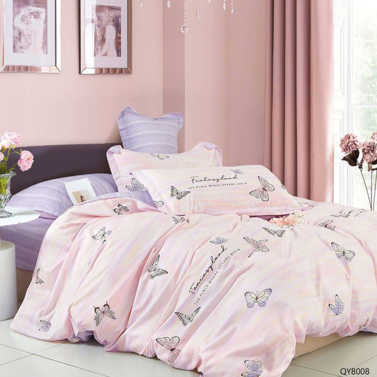 Lenjerie de pat dublu, Bumbac 100% Percal, cu elastic, 4 piese | 0397-PV