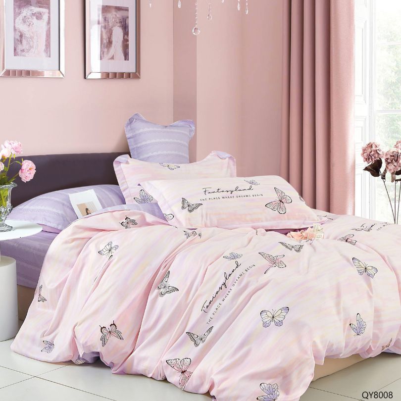 Lenjerie de pat dublu, Bumbac 100% Percal, cu elastic, 4 piese | 0397-PV