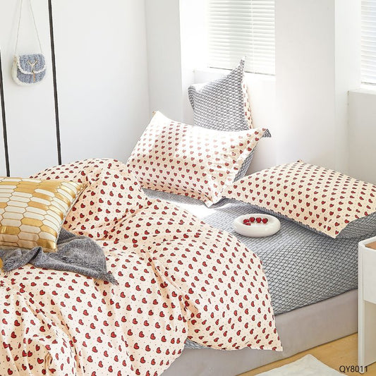 Lenjerie de pat dublu, Bumbac 100% Percal, cu elastic, 4 piese | 0401-PV