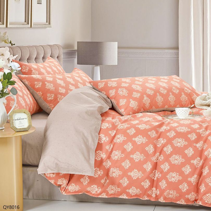 Lenjerie de pat dublu, Bumbac 100% Percal, cu elastic, 4 piese | 0405-PV