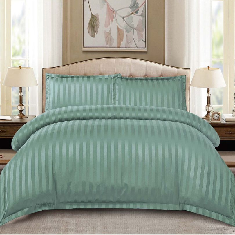 Lenjerie de pat dublu, Damasc Finetat, cu ELASTIC, 4 piese, 100% bumbac | 0181-PV