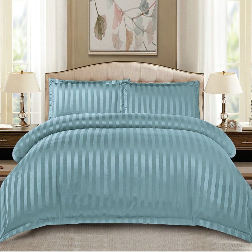 Lenjerie de pat dublu, Damasc Finetat, cu ELASTIC, 4 piese, 100% bumbac | 0182-PV