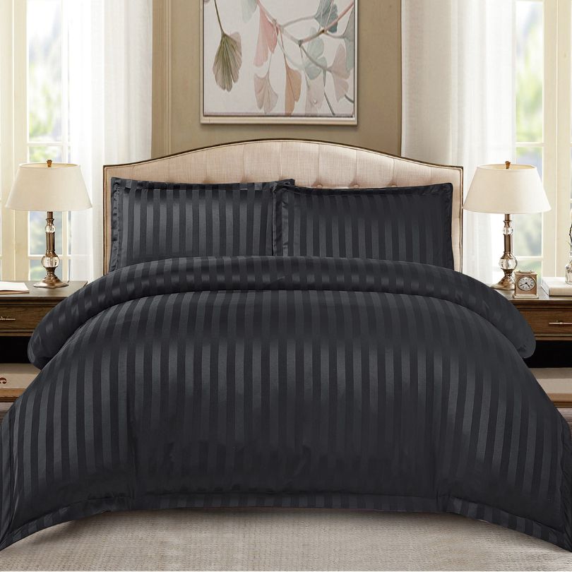 Lenjerie de pat dublu, Damasc Finetat, cu ELASTIC, 4 piese, 100% bumbac | 0186-PV