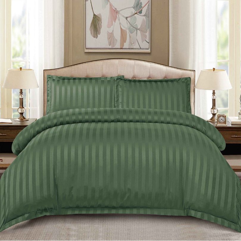 Lenjerie de pat dublu, Damasc Finetat, cu ELASTIC, 4 piese, 100% bumbac | 0187-PV